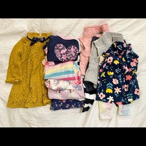 Toddler Gap pajamas, Carters vests, leggings and Gymboree dress